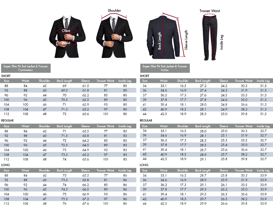 Suit Measurements Chart