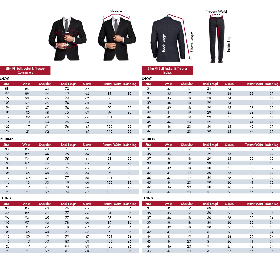 Dress Jacket Size Chart